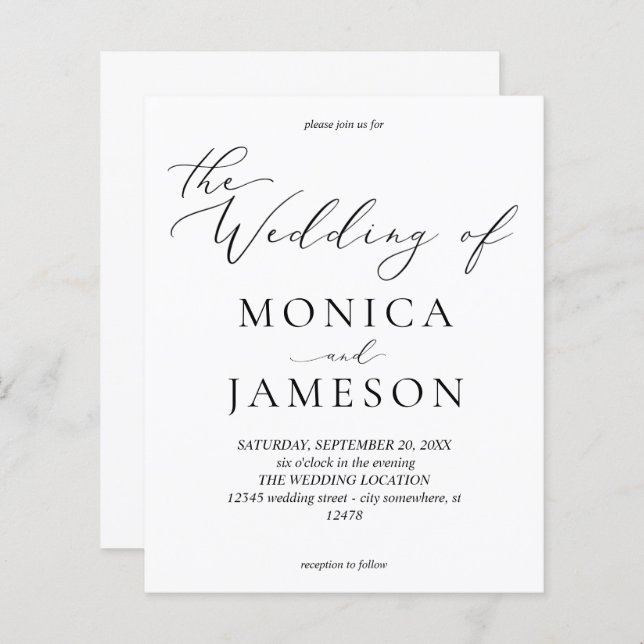 Budget Modern Calligraphy V2 Wedding (Front/Back)