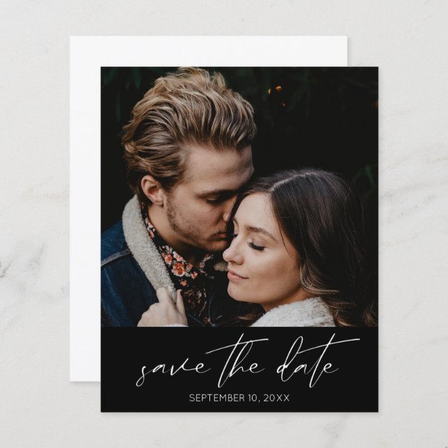 Budget Modern Chic Photo Vertical Save the Date (Front/Back)