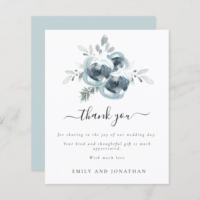 Budget Modern Christmas Bouquet Wedding Thank You (Front/Back)