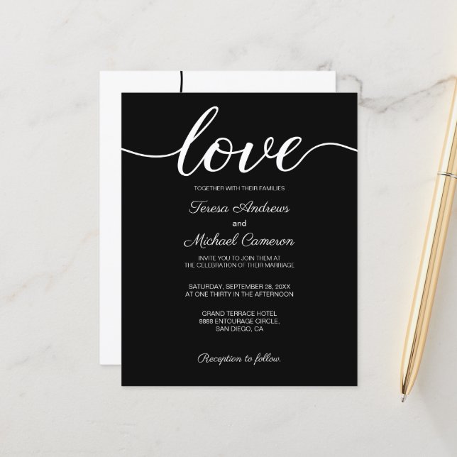Budget Modern Classic Black and White Wedding (Front/Back In Situ)