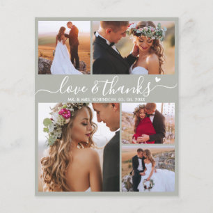 Budget Modern Collage Green Wedding Thank You Card