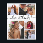 Budget Modern Collage Wedding Thank You Card<br><div class="desc">Budget Cheap Elegant Hand Lettered "Love and thanks" Script 5 Photo Collage Wedding Thank You personalised affordable low budget thin card. Modern wedding thank you template featuring five (5) photo on the front and one (1) photo on the back. On the front of paper "Love and thanks" typography script with...</div>