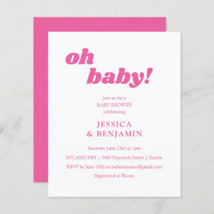 Budget Modern Cute Pink Baby Shower Invitation