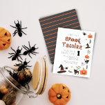 Budget Modern Cute Spooktacular Halloween Birthday<br><div class="desc">A modern and cute Halloween themed birthday party featuring hand-drawn witch hat,  black cat,  cute ghosts,  spiders and pumpkin ensembles with dark grey and orange stripes.</div>