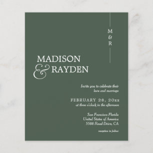 Budget Modern Dark Green Monogram Photo Wedding