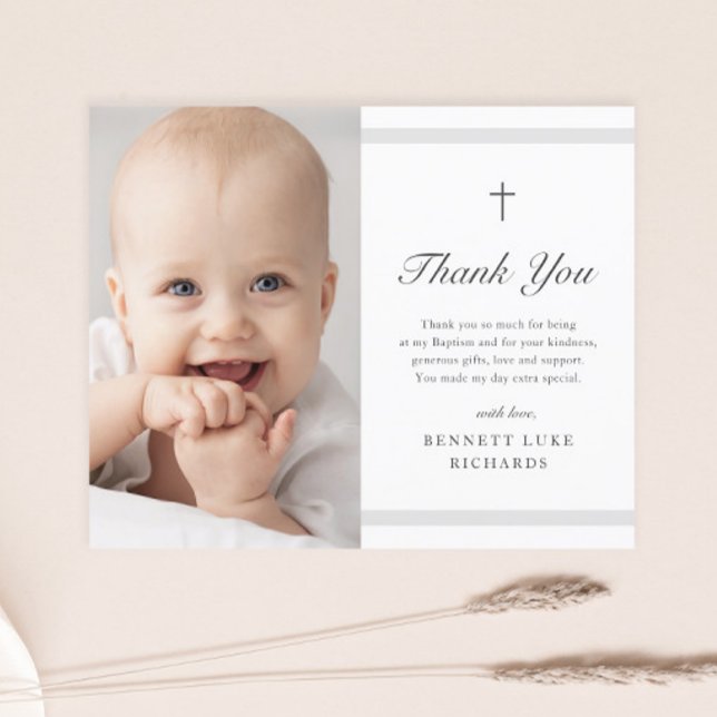 Budget Modern Elegance Baptism Thank You Card (Creator Uploaded)