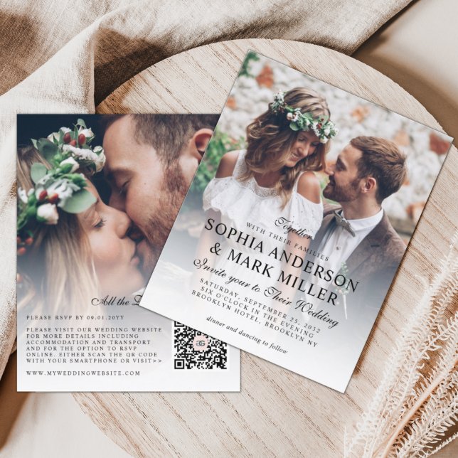 Budget Modern Elegant 2 Photo Wedding Invitation (Creator Uploaded)