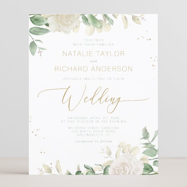 Budget Modern Elegant Greenery Wedding Invitation (Creator Uploaded)
