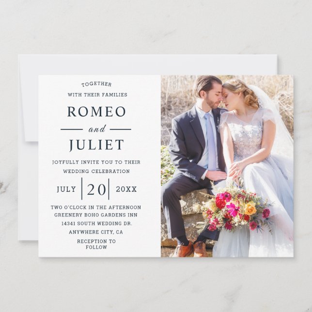 Budget Modern Elegant Photo Wedding Invitation (Front)