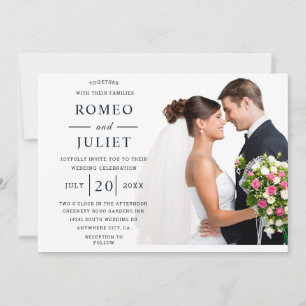 Budget Modern Elegant Romantic Photo Wedding  Invitation
