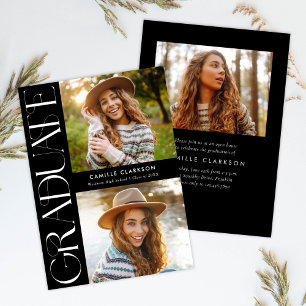 Budget Modern Elegant Three Photo Graduation Invitation
