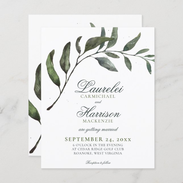 BUDGET Modern Eucalyptus Branch Wedding (Front/Back)