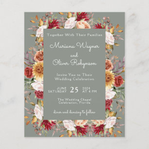 Budget Modern Fall Floral Sage Green Wedding