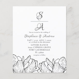 Budget Modern Floral Monogram Wedding Invitation