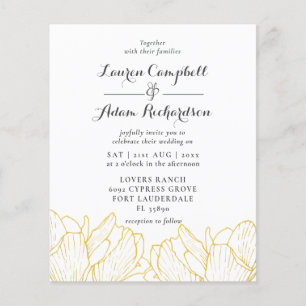 Budget Modern Floral Wedding Invitation
