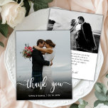Budget Modern Full Photo Wedding Thank You Flyer<br><div class="desc">Budget Modern Script Wedding one Photo Thank You personalized affordable low budget flyer. Modern Stylish wedding thank you paper template featuring a full vertical photo on the front with text overlay "Thank You" script in a hand lettered typography font in white color on the picture. At the backing one horizontal...</div>
