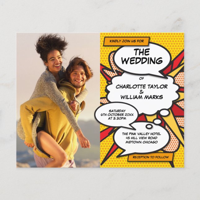Budget Modern Fun Photo Wedding Invitation (Front)