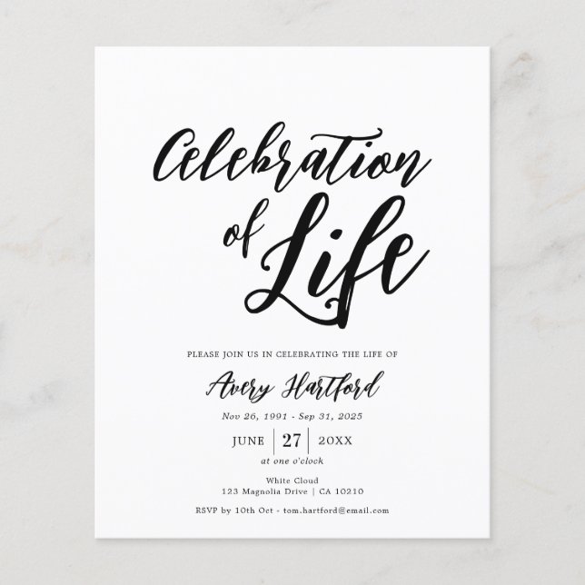 Budget Modern Funeral Service Celebration of Life (Front)