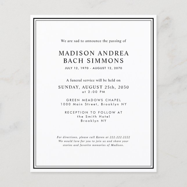 Budget Modern Funeral Service Celebration of Life Flyer (Front)