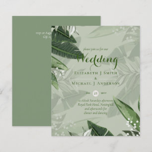 BUDGET Modern Garden Leaves Wedding Invitation