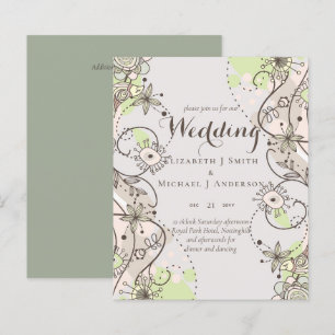 BUDGET Modern Garden Leaves Wedding Invitation