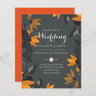BUDGET Modern Garden Leaves Wedding Invitation