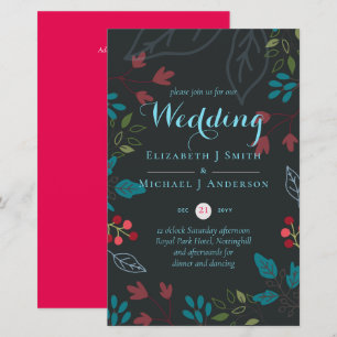 BUDGET Modern Garden Leaves Wedding Invitation