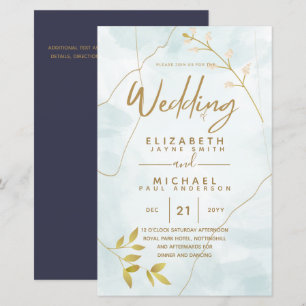 BUDGET Modern Garden Leaves Wedding Invitation