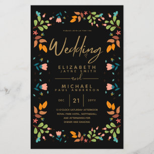 BUDGET Modern Garden Leaves Wedding Invite A9