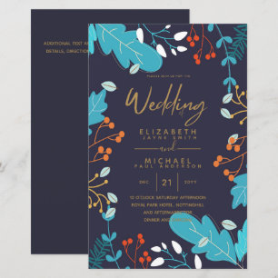 BUDGET Modern Garden Leaves Wedding Invite A9