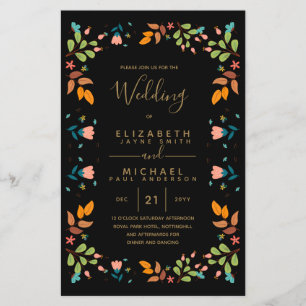 BUDGET Modern Garden Leaves Wedding Invite A9