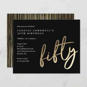 Budget Modern Gold Type 50th Birthday Invitation