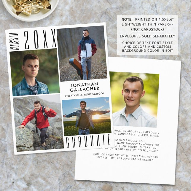 Budget Modern Graduation 5 Photo Announcement (Creator Uploaded)