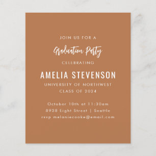 Budget Modern Graduation Party Terracotta Invite