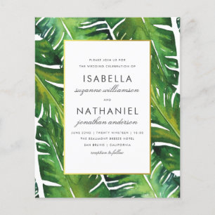 Budget Modern Green Tropical Leaves Wedding