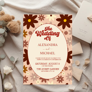 Budget Modern Groovy Retro 70s Floral Wedding Flyer