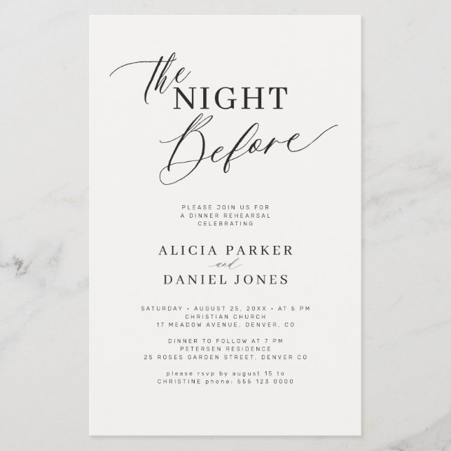 Budget modern ivory rehearsal dinner invitation flyer (Front)