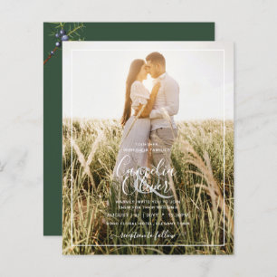 Budget Modern Juniper Green Wedding Invitation
