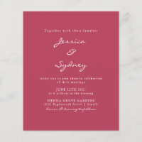 Budget Modern Magenta Script Wedding