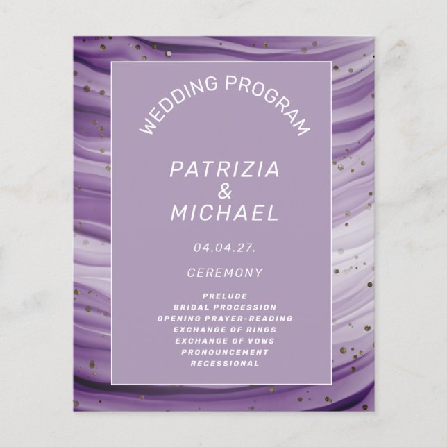 Budget Modern Mauve Purple Wedding program (Front)