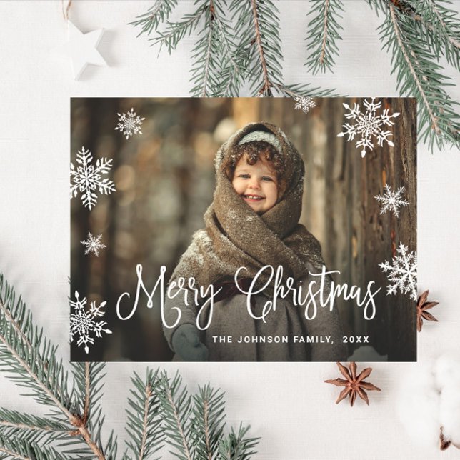 Budget Modern Merry Christmas PHOTO Greeting Card (Creator Uploaded)
