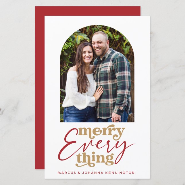 Budget Modern Merry Everything Arch Holiday Photo  (Front/Back)