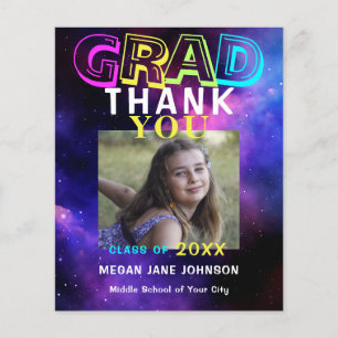 Budget modern middle school graduation thank you flyer