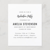 Budget Modern Minimal Graduation Party Invitation