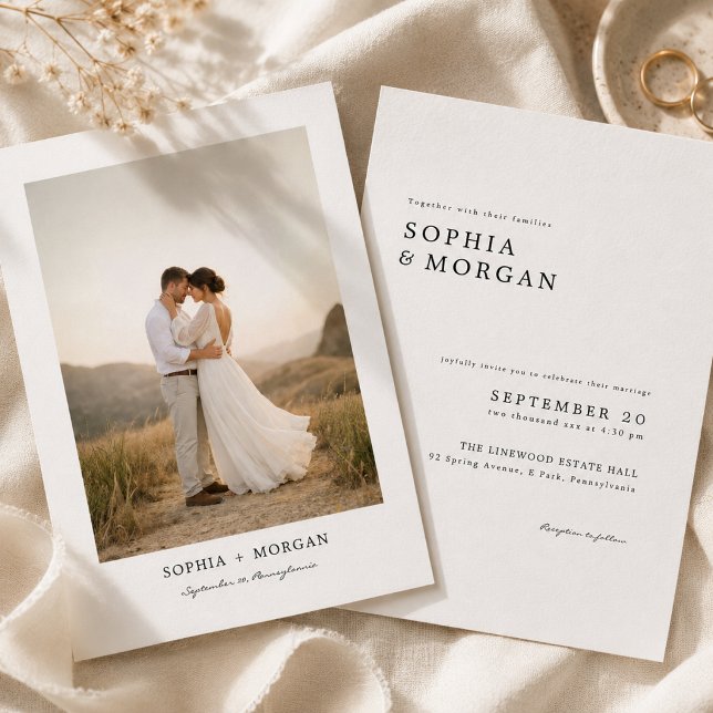 Budget Modern Minimalist Boho Photo Wedding Invitation (Creator Uploaded)