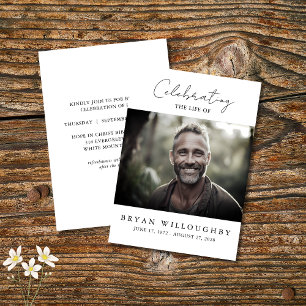 Budget Modern Minimalist Funeral Invitation  