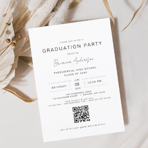 Budget Modern Minimalist QR Code Graduation Party