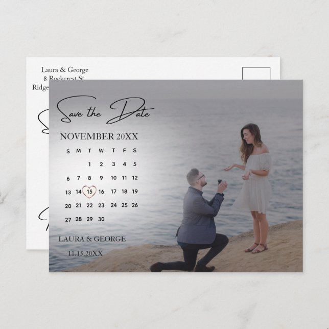 Budget Modern Minimalist Save The Date Photo  Postcard (Front/Back)