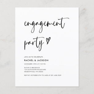 Budget Modern Minimalist Script Engagement Party Flyer