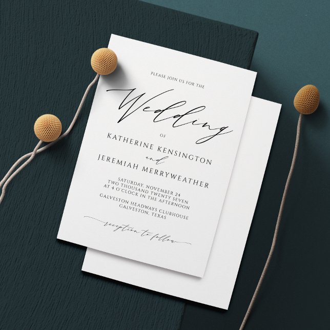 Budget Modern Minimalist Script Wedding Invitation (Creator Uploaded)
